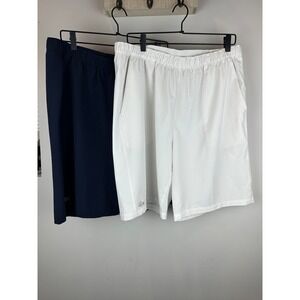 Lacoste Sport Men's XXL White Navy Tennis Golf Athletic Shorts‎